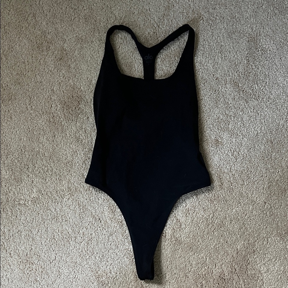 ALO Yoga Black Racerback Bodysuit
